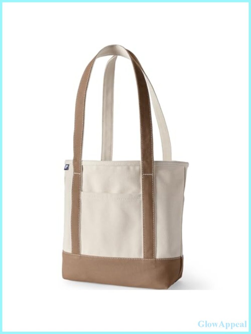 Canvas Tote Bag with Pockets, Structured Base, Shoulder Strap